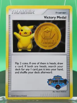 * Victory Medal Gold 2008 - 2009 Spring Battle Road Trainer Pokemon Card Pikachu - Image 1
