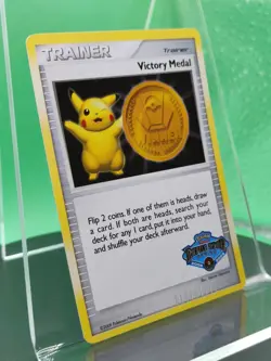 * Victory Medal Gold 2008 - 2009 Spring Battle Road Trainer Pokemon Card Pikachu - Image 2