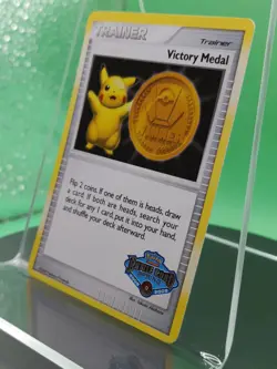 * Victory Medal Gold 2008 - 2009 Spring Battle Road Trainer Pokemon Card Pikachu - Image 3