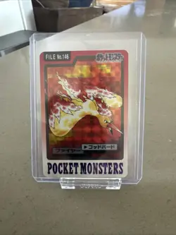 Pokemon Carddass Card Moltres File No.146 Bandai Pocket Monsters 1997 Holo - Image 1