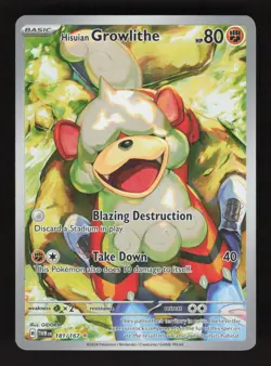 Hisuian Growlithe 181/167 Pokemon Twilight Masquerade Holo Full Art Card - Image 1