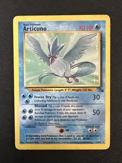 Pokemon TCG Articuno Card 17/62 Fossil, Regular Unlimited, LP Condition - Image 1