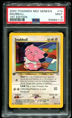PSA 9 Snubbull 1st Edition Neo Genesis 2000 Pokemon Card #74 - Image 1