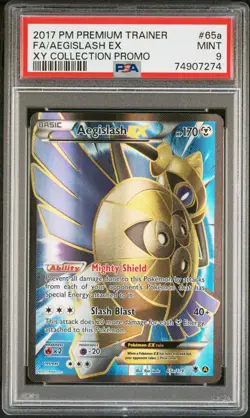 2017 POKEMON XY BLACK STAR PROMO XY65a FULL ART AEGISLASH EX PREMIUM TRAI- PSA 9 - Image 1
