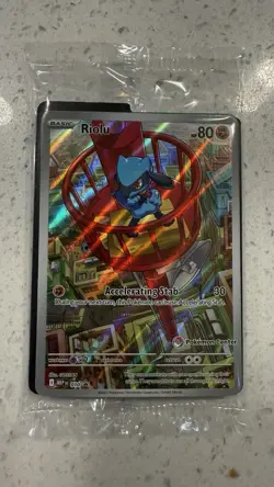 Pokemon Center Stamped Riolu - 010 Mega Evolution ETB Promo - Sealed - Image 1