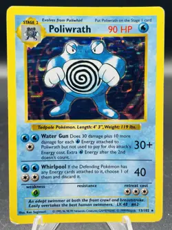 Pokemon Poliwrath 13/102 WotC Shadowless Base Set Holo Rare MP - Image 1