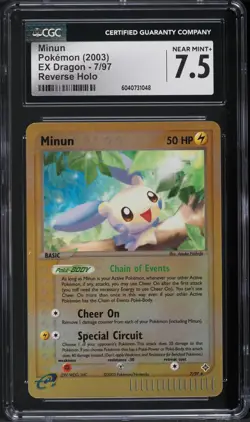 Pokemon 2003 EX Dragon Reverse Holo Minun #7 CGC 7.5 NRMT - POP 7!!! - Image 1