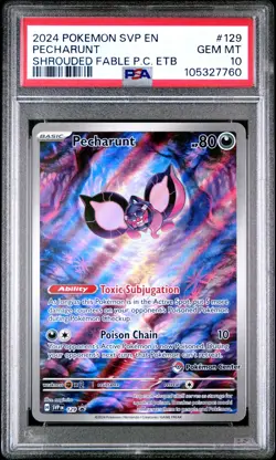 2024 POKEMON SVP EN-SHROUDED FABLE POKEMON CENTER ETB PROMO PECHARUNT PSA 10 - Image 1