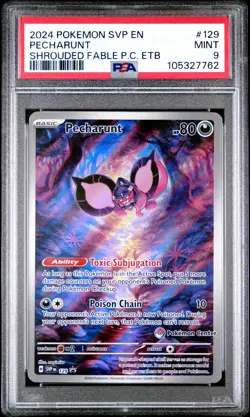 2024 POKEMON SVP EN-SHROUDED FABLE POKEMON CENTER ETB PROMO PECHARUNT PSA 9 - Image 1