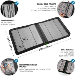 Trading Card Binder: 384 12-Pocket Top Loader, Pokemon, Yugioh, MTG, TCG Collect - Image 2