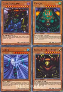Yugioh Gate Guardian + Sanga of the Thunder + Suijin + Kazejin Set - Paradox - Image 1