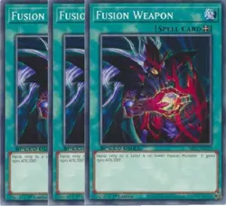 Yugioh - Fusion Weapon x 3 - 1st Edition NM - Plus Free Holographic Card - Image 1