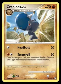 Cranidos 43/123 Pokemon Card Mysterious Treasures Uncommon 70 HP LP EG - Image 1
