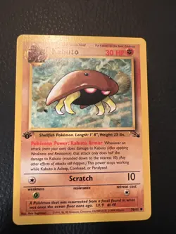 Near Mint-Mint Kabuto 1st Edition 50/62 Fossil Set 1999 Pokemon Common Card NM/M - Image 1