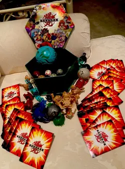 Bakugan lot 25 Battle Brawlers Figures 57 Cards 33 Are METAL & Tin Box - Image 1