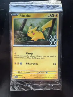 Pikachu 025/165 Pokemon Holiday Calendar 2025 Festive Stamp Snowflake SEALED - Image 1