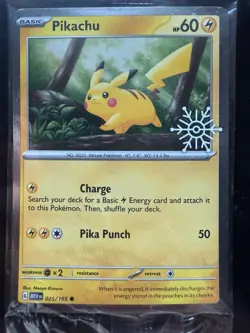 Pikachu 025/165 Pokemon Holiday Calendar 2025 Festive Stamp Snowflake SEALED - Image 2
