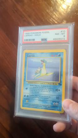 PSA 8 Lapras Holo #10 Fossil Pokemon 1999 Vintage English NM-MT - Image 2