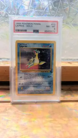 PSA 8 Lapras Holo #10 Fossil Pokemon 1999 Vintage English NM-MT - Image 4