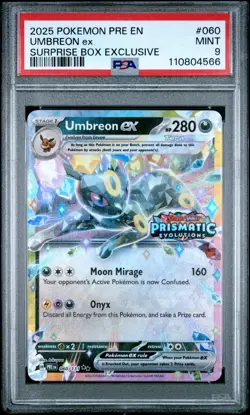 2025 POKEMON PRE EN-PRISMATIC EVOLUTIONS SURPRISE BOX EXCLUSIVE UMBREON EX PSA 9 - Image 1