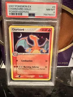 2007 POKEMON EX POWER KEEPERS #6 CHARIZARD-HOLO PSA 8 - Image 3