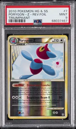 2010 POKEMON HEARTGOLD & SOULSILVER TRIUMPHANT #7 PORYGON-Z-REVERSE FOIL PSA 9 - Image 1