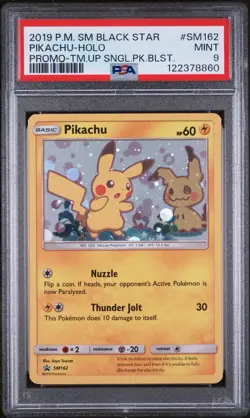Pokemon TCG Pikachu SM162 Black Star Promo Pokemon PSA 9 (little dent on slab) - Image 1