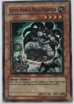Yu-Gi-Oh! TCG Super-Nimble Mega Hamster ABPF-EN083 Super Rare 1st Ed Near Mint - Image 1
