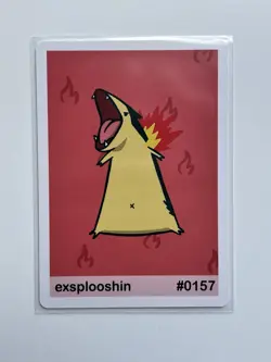 Pookiemoot Gen 2 - exsplooshin (Typhlosion) - Pokemon Parody/Derpy card - Image 1
