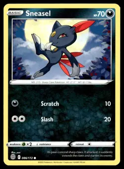 Sneasel 86/172 Pokemon Card Brilliant Stars Common 70 HP Lightly Played TU - Image 1