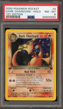 Pokemon Dark Charizard Team Rocket 1st Edition Holo Rare #4 PSA 8 - Image 1