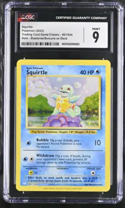 Squirtle CLB 001/034 Pokemon Card - CGC 9 GRADED MINT - TCG Classic - Image 1