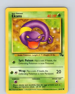 Pokemon TCG Ekans Fossil 46/62 Unlimited Regular Common Card WOTC LP-NM - Image 1