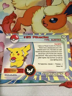 PIKACHU #25 TOPPS TV Animation ED Pokemon Collector Card Near Mint Non-Holo - Image 2