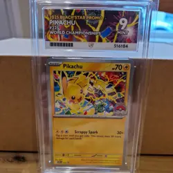 Pokemon TCG Pikachu Promo 2025 World Championships #225 Card ACE Graded 9 - Image 1