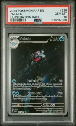 PSA 10 GEM MINT Palafin 225/091 Paldean Fates Illustration Rare Pokemon TCG - Image 1