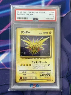 #145 ZAPDOS Holo Rare - 1997 P.M. Pokemon Japanese FOSSIL WOTC - Fresh PSA 9 - Image 1
