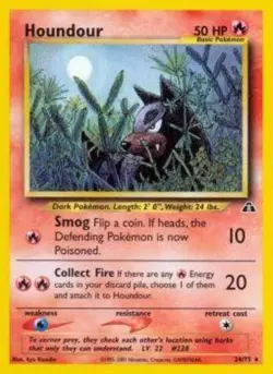 Moderately Played, English - 1 x Pokemon Houndour - 24/75 - Rare - Unlimited Edi - Image 1