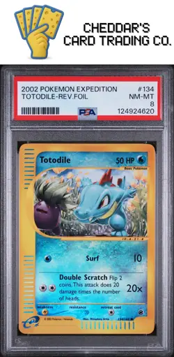 2002 Pokemon Expedition Totodile-Rev.Foil #134 PSA 8 (New Cert!) - Image 1