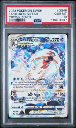 2023 POKEMON SWORD & SHIELD CROWN ZENITH #GG46 FULL ART/DEOXYS VSTAR PSA 10 - Image 1