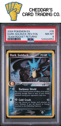 2004 Pokemon Ex TRR Dark Golduck-Rev.Foil Team Rocket Returns #35 PSA 8 - Image 1