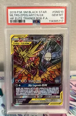 PSA 10 Pokemon Hidden Fates Promo Moltres & Zapdos & Articuno GX #SM210 GEM MINT - Image 1