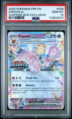 2025 POKEMON PRE EN-PRISMATIC EVOLUTIONS SURPRISE BOX EXCLUSIVE ESPEON EX PSA 10 - Image 1
