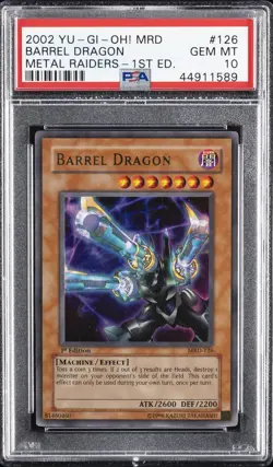 2002 YU-GI-OH! MRD-METAL RAIDERS 1ST ED #126 BARREL DRAGON PSA 10 - Image 1