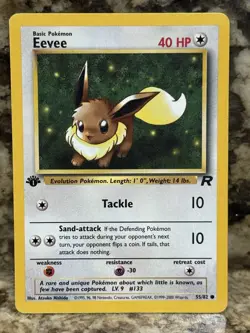 💥 1st Edition Eevee Non Holo Foil WOTC Pokemon Card 55/82 Rocket Set 1999 - Image 1