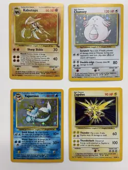 Pokemon Card Base Set, Jungle, Fossil Holo Lot 4X - Image 1