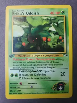 Near Mint 1st Edition Erika's Oddish 47/132 Gym Heroes Set Pokemon Card - Image 1