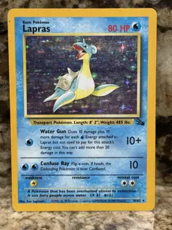 Pokemon TCG Lapras Fossil Holo Unlimited Rare Card 10/62 HP - Image 1