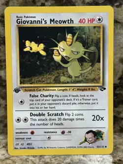 Giovanni's Meowth 43/132 Uncommon Gym Challenge 1st Edition Pokemon Card - Image 1