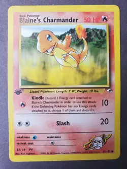 Near Mint 1st Edition Blaine's Charmander 61/132 Gym Heroes Set Pokemon Card - Image 1